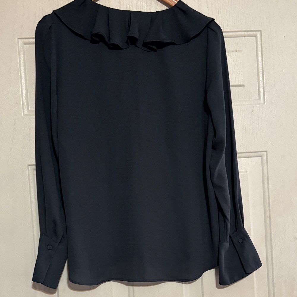 Anne Klein Midnight Blue Ruffle Blouse - Picture 4 of 5